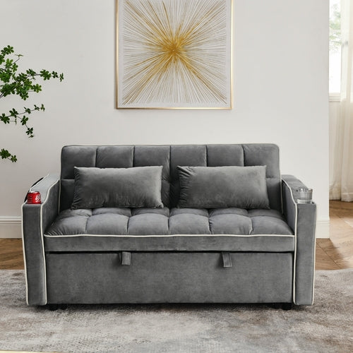 Canapé-lit velours pliable LuneluX Home – 140 cm 3 positions