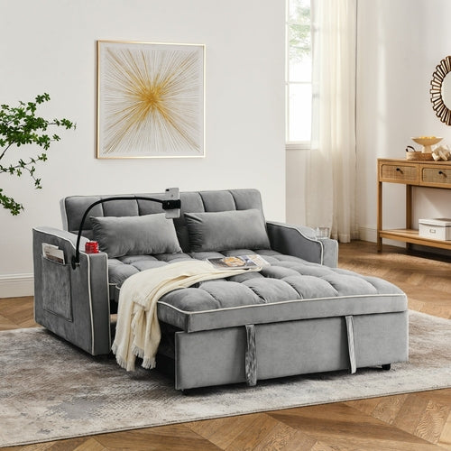 Canapé-lit velours pliable LuneluX Home – 140 cm 3 positions