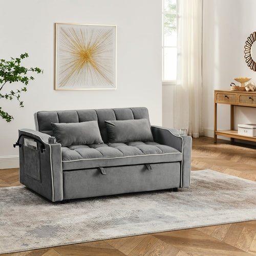 Canapé-lit velours pliable LuneluX Home – 140 cm 3 positions