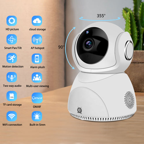 Caméra de surveillance WiFi 360° HD 1080P PTZ sans fil