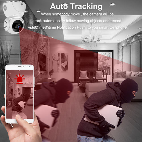 Caméra de surveillance WiFi 360° HD 1080P PTZ sans fil
