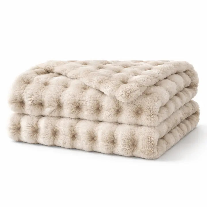 Plaid beige de luxe en fausse fourrure