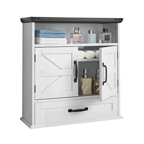 Armoire Murale Salle de Bain 2 Portes avec Étagères Réglables