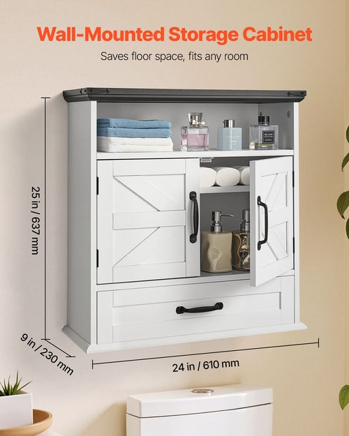 Armoire Murale Salle de Bain 2 Portes avec Étagères Réglables