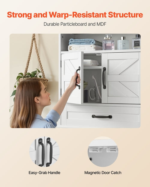 Armoire Murale Salle de Bain 2 Portes avec Étagères Réglables