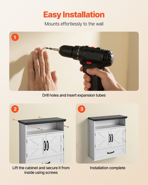 Armoire Murale Salle de Bain 2 Portes avec Étagères Réglables