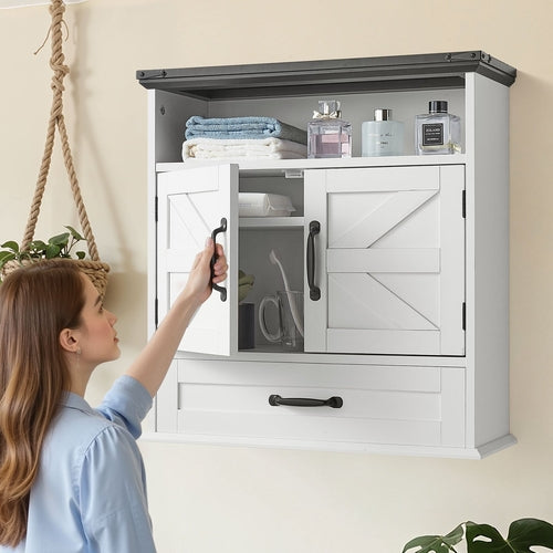 Armoire Murale Salle de Bain 2 Portes avec Étagères Réglables