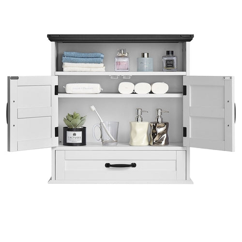 Armoire Murale Salle de Bain 2 Portes avec Étagères Réglables