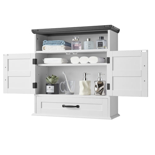 Armoire Murale Salle de Bain 2 Portes avec Étagères Réglables