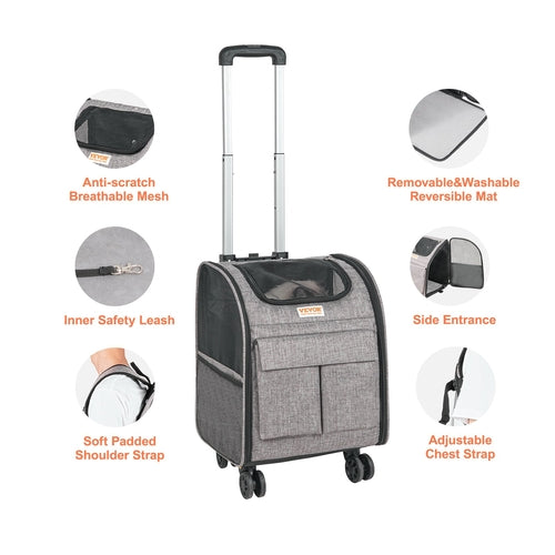Sac de voyage à roulette pour animaux